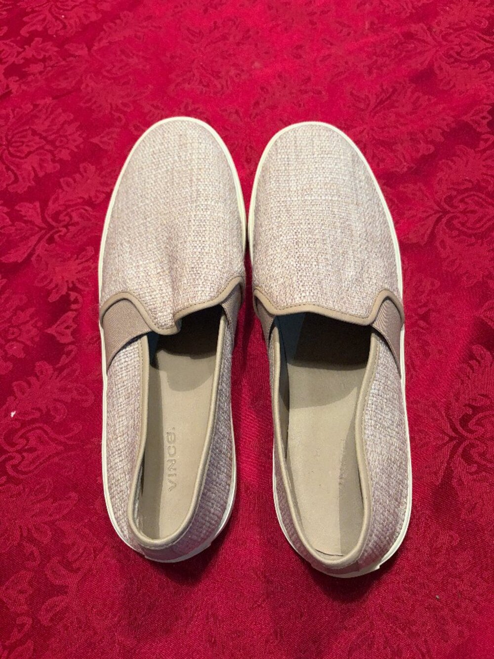 Vince Men's Woven Textured Slip-On Sneakers Taupe / Beige Size 11 / EU 44